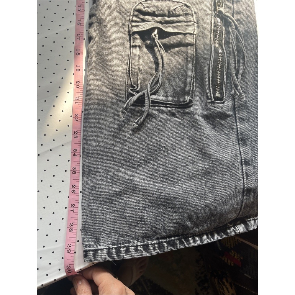 Disclosure Washed Black Cargo Jeans Wide Leg Y2K Streetwear Utility Pants 9/29 - Picture 7 of 11